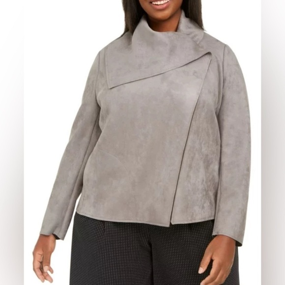 🩶Anne Klein Faux Suede Lightweight Bomber Jacket (1X) - Picture 5 of 10